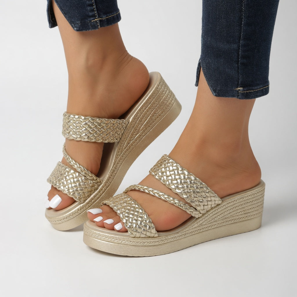 Hysoria - Women's Wedge Sandals with Braided Cross Straps