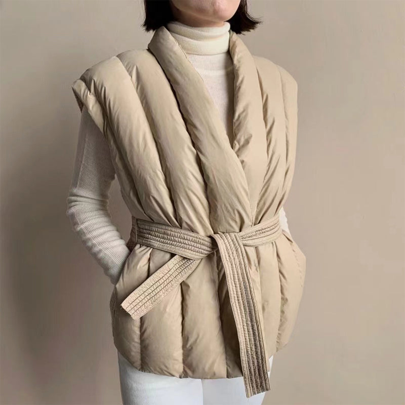Cozy Puffer Vest with Belt