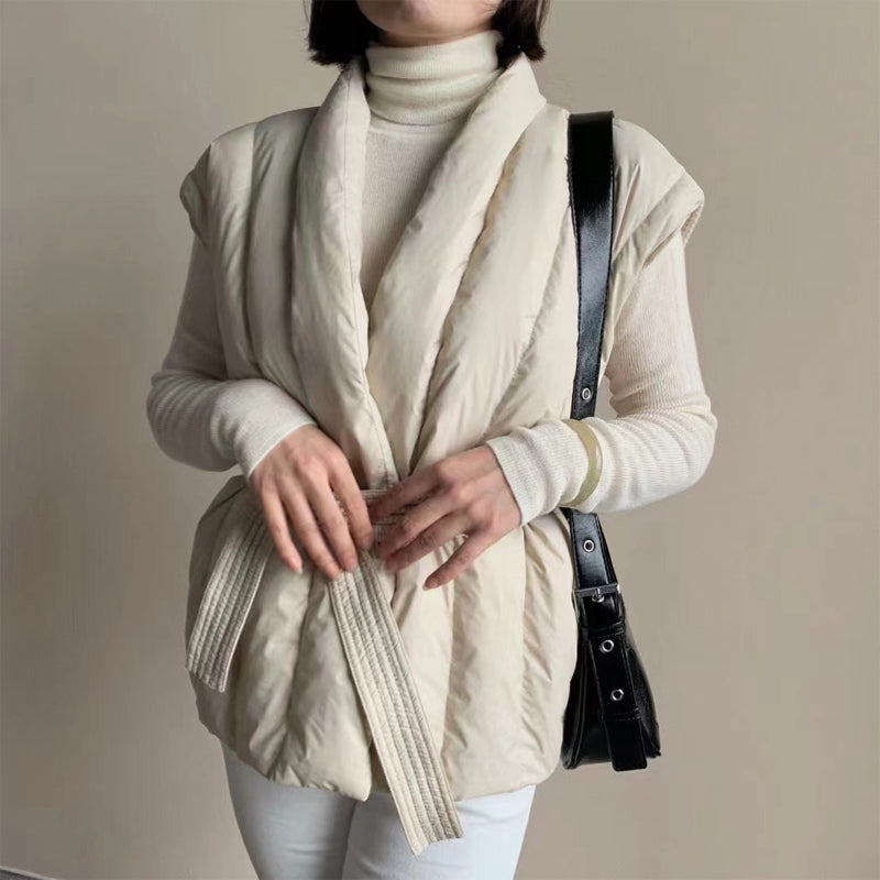 Cozy Puffer Vest with Belt