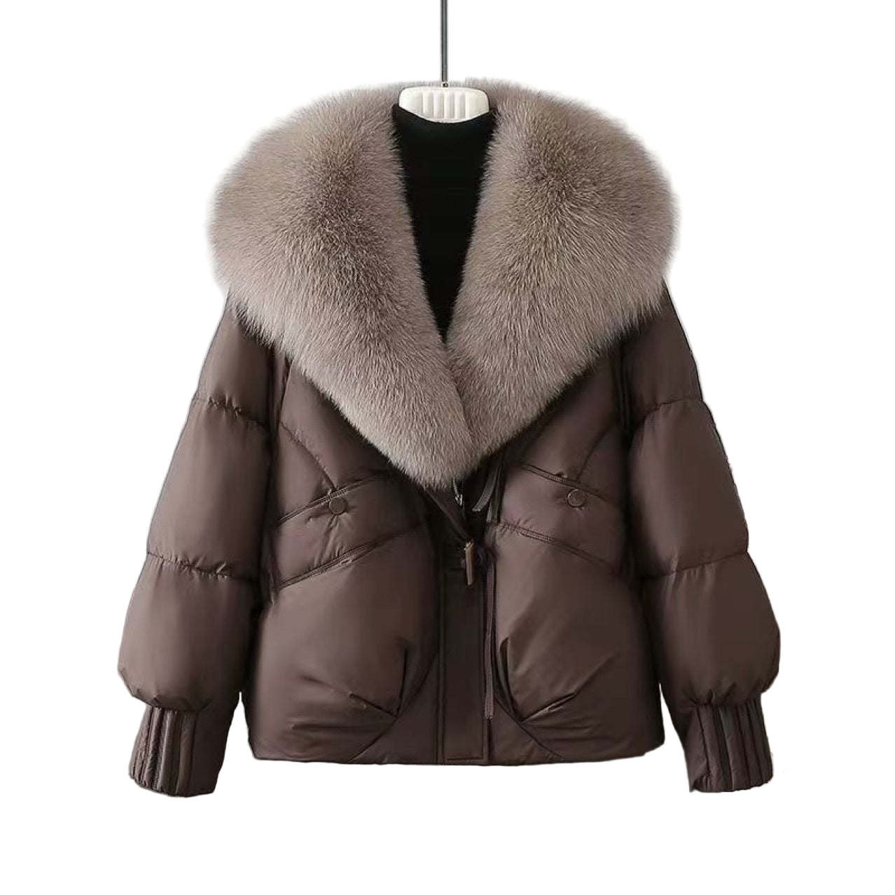 Vélin™ | Eliza Short Puffer Jacket with Fur Collar