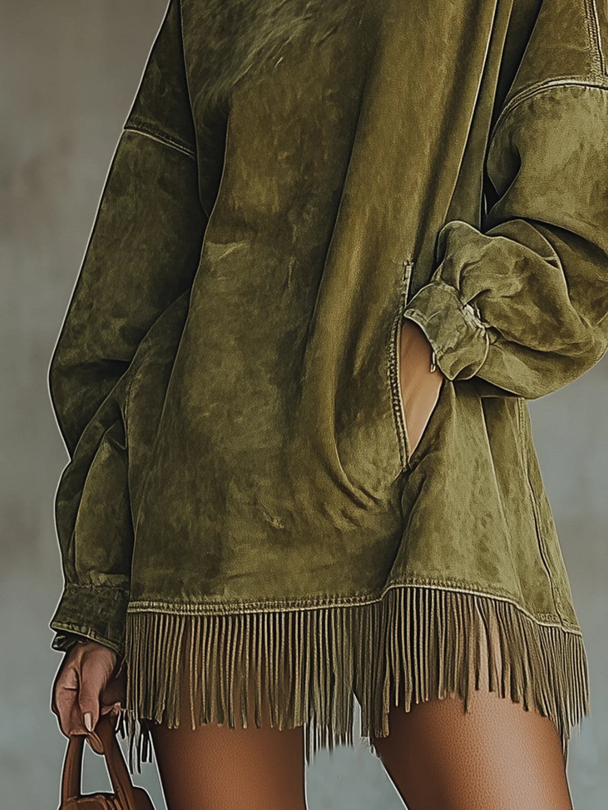 Vélin™ | Darcie Suede-Effect Tunic Dress with Fringe