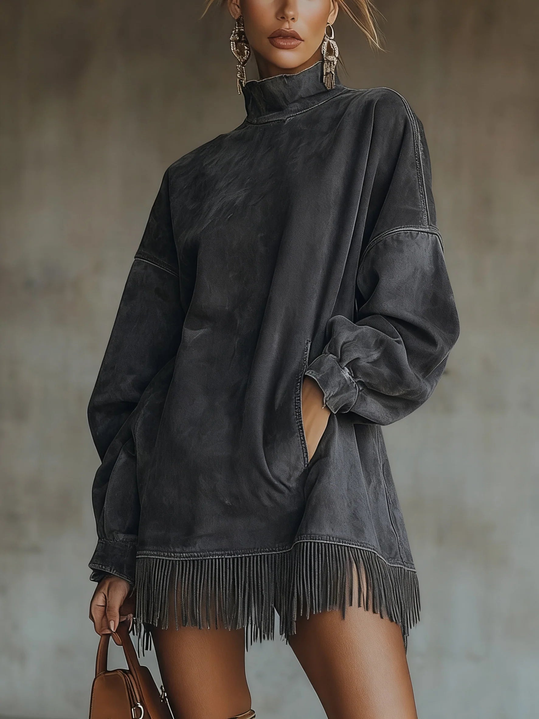 Vélin™ | Darcie Suede-Effect Tunic Dress with Fringe