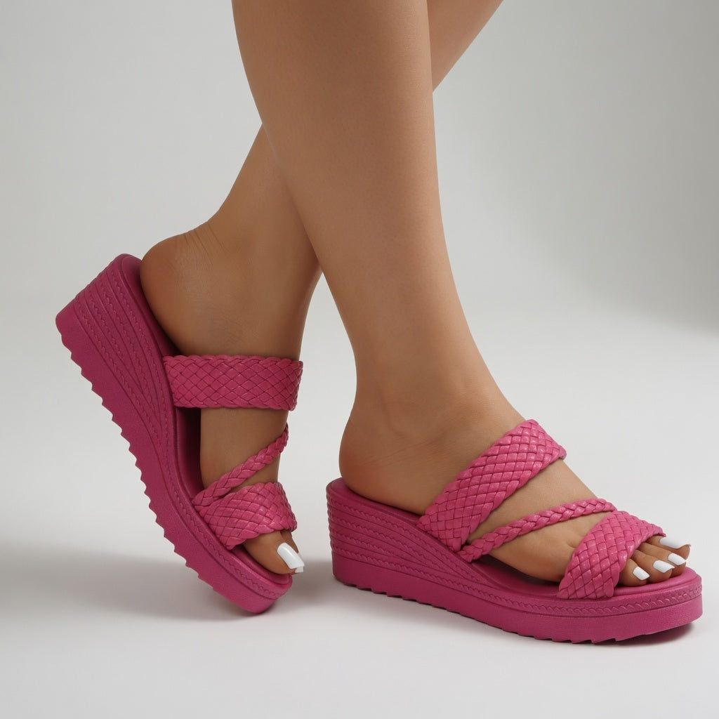 Hysoria - Women's Wedge Sandals with Braided Cross Straps