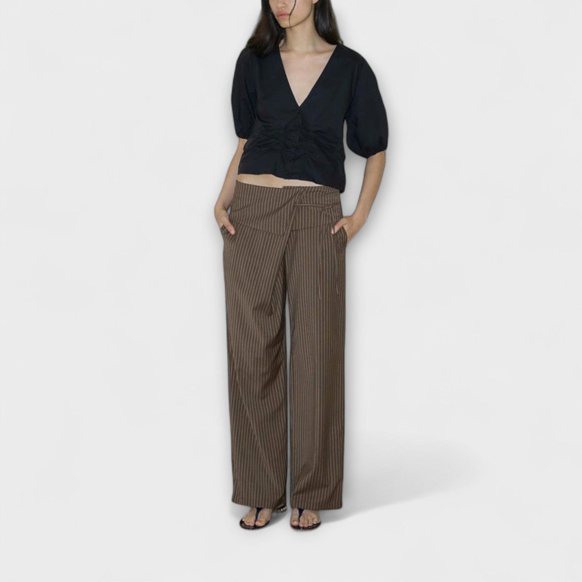 Vélin™ | Striped Pleated Trousers