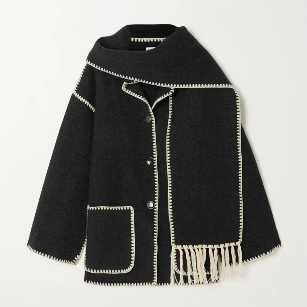 Sofia Amoretti Wool-Blend Scarf Coat