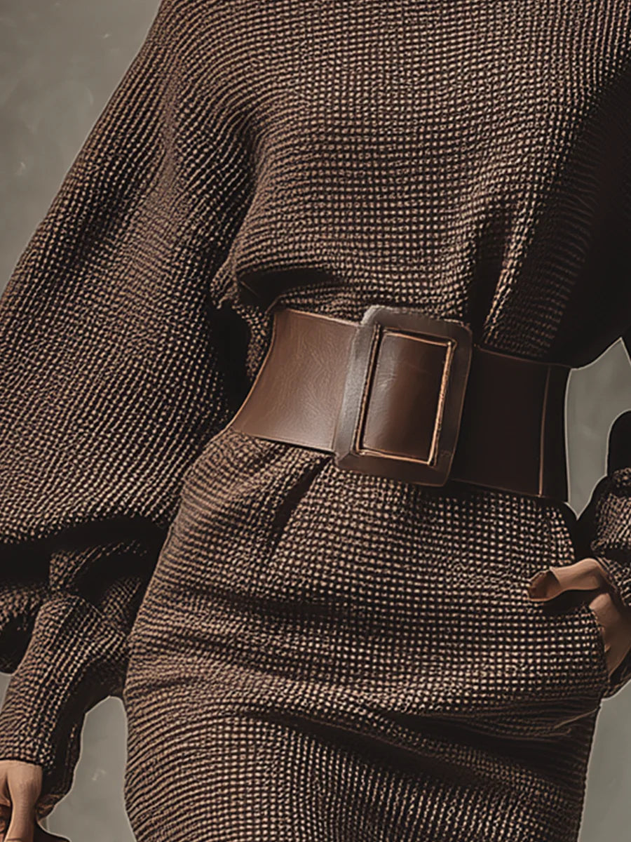 Vélin™ Cléa | Short Knit Dress with Belt