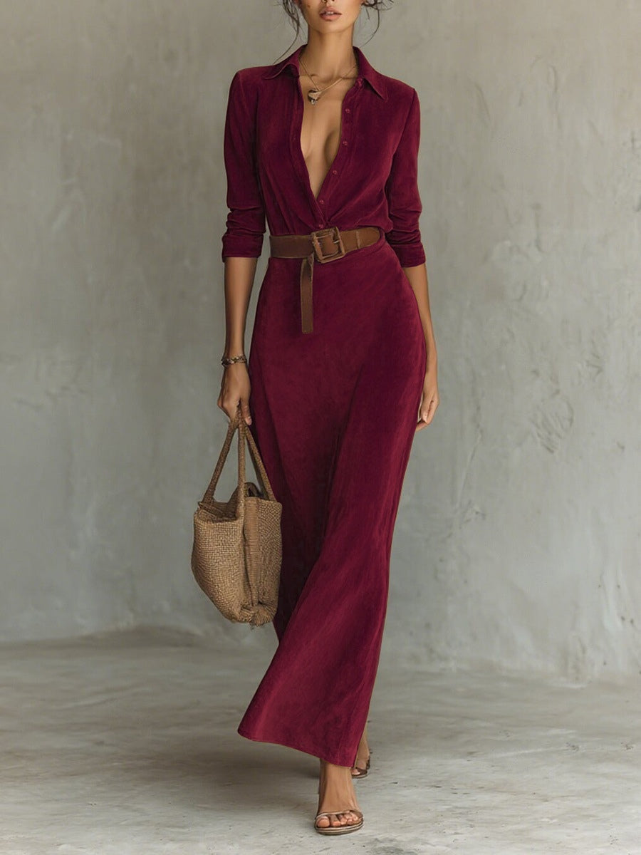Vélin™ Célianne | Chic Suede Maxi Dress