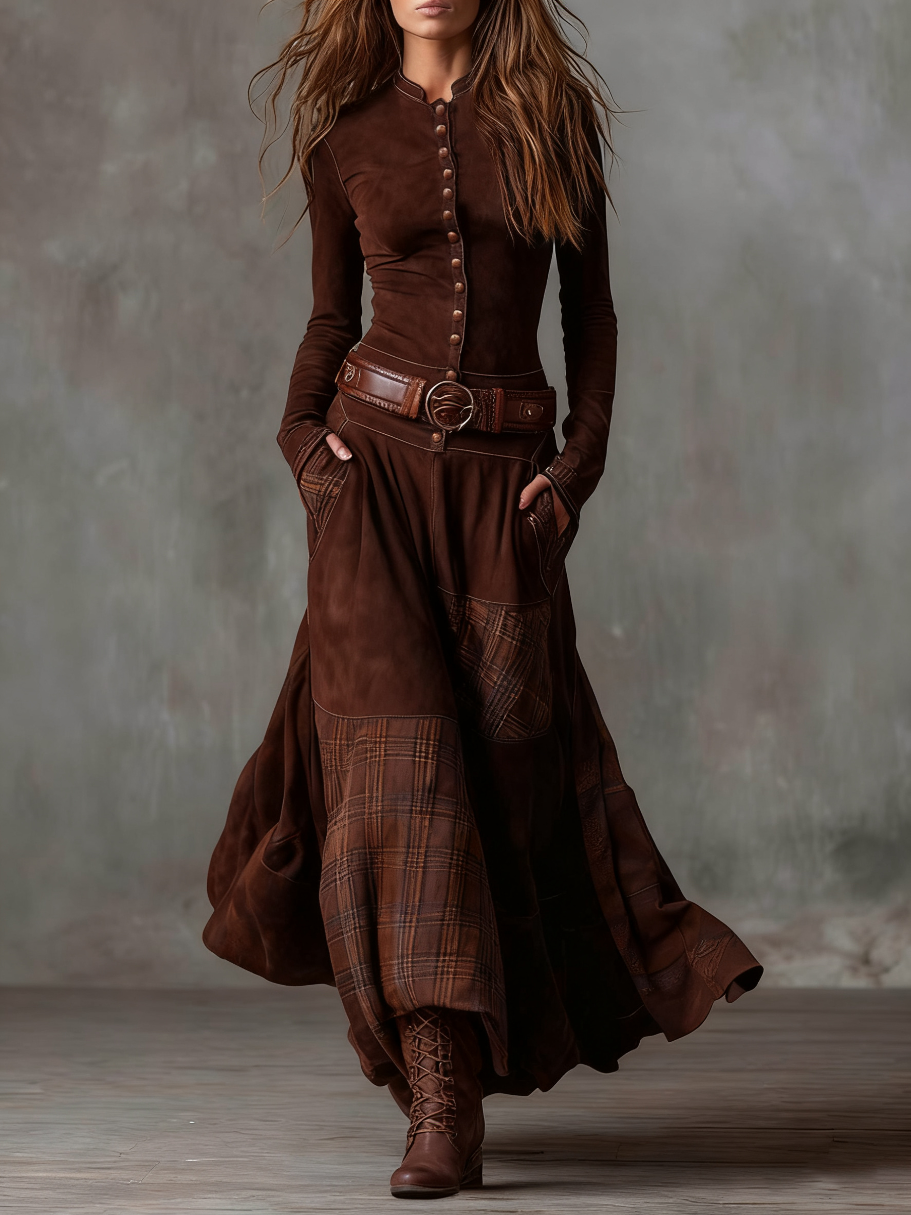 Vélin™ | Michelle Suede Maxi Dress