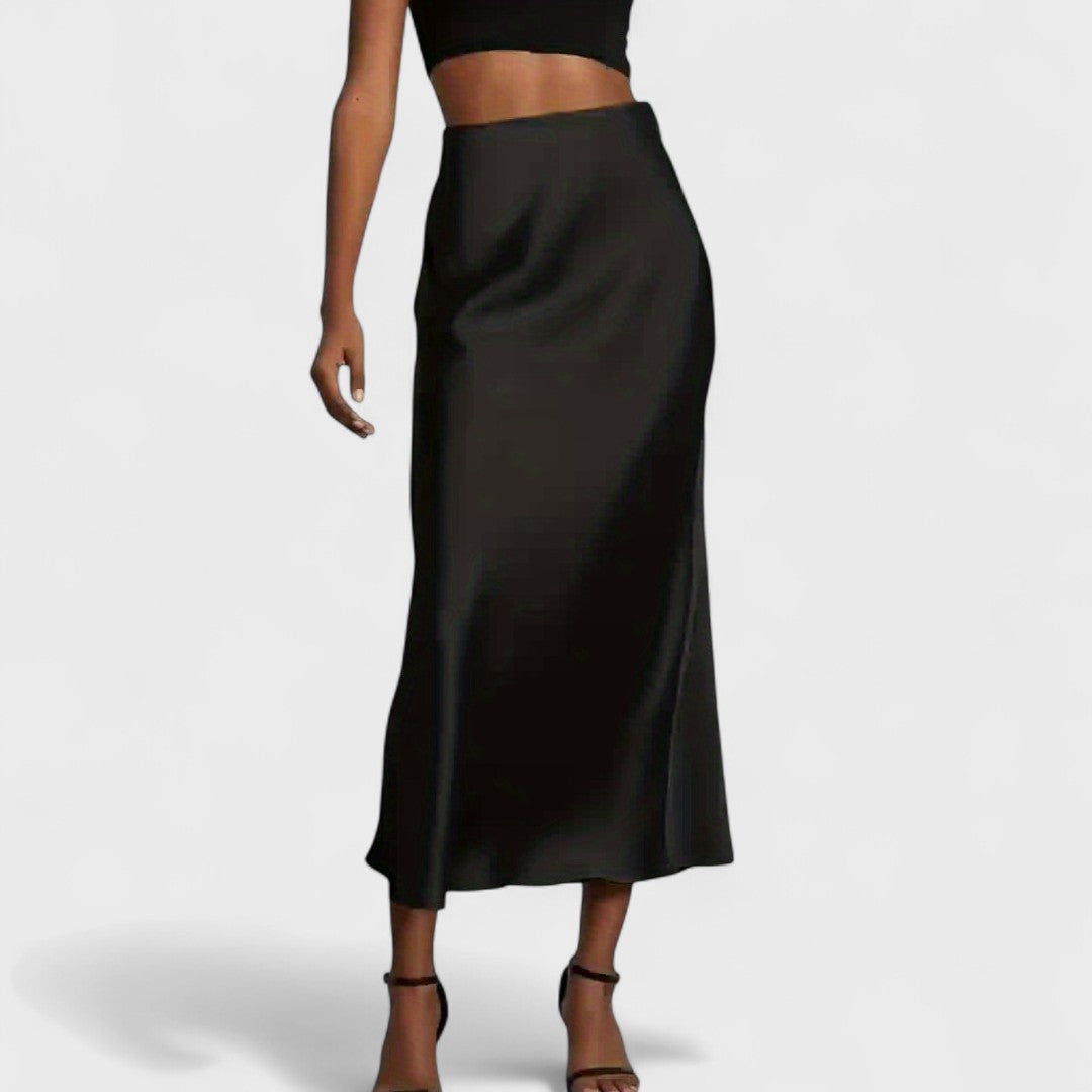 Vélin™ | Women’s High-Waisted Satin Midi Skirt