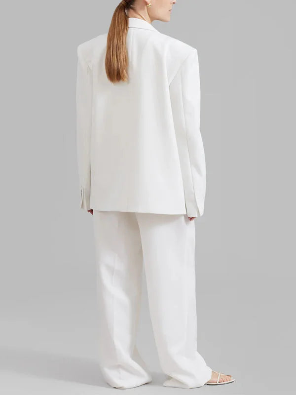 Vélin™ | White Oversized Double-Breasted Blazer