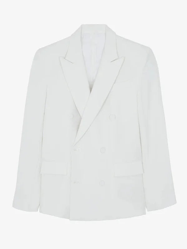 Vélin™ | White Oversized Double-Breasted Blazer