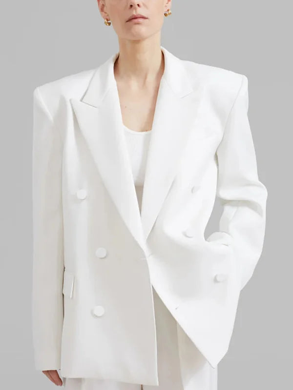 Vélin™ | White Oversized Double-Breasted Blazer