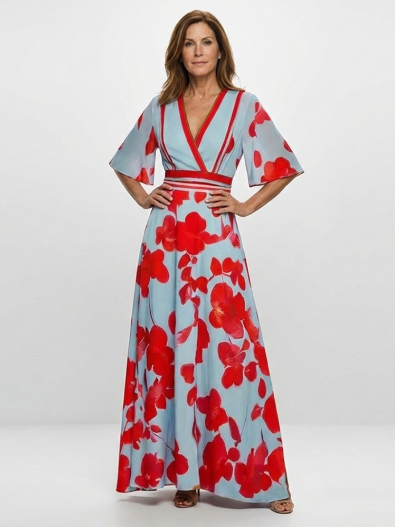 Corinne | Floral V-Neck Maxi Dress