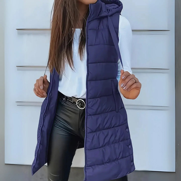 Vélin™ - Casual Sleeveless Hood Long Puffer Vest