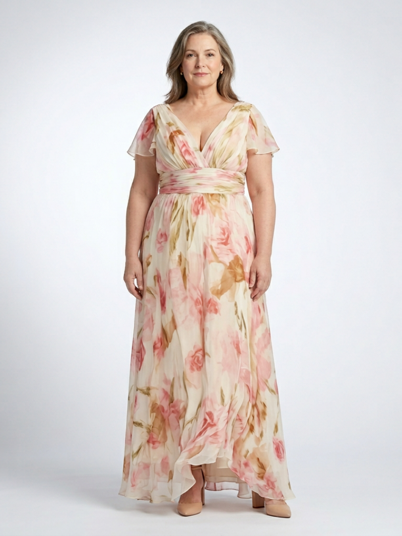 Elara Floral V-Neck Maxi Dress