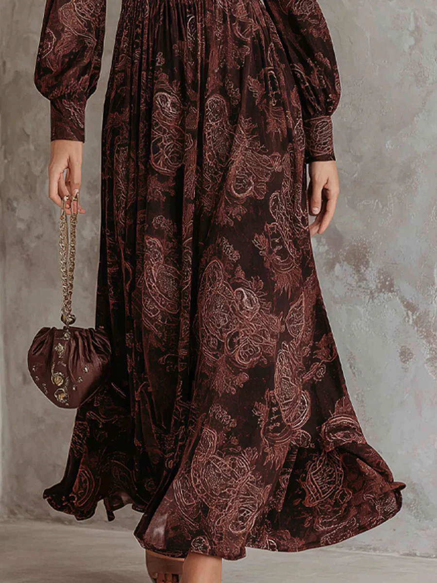 Vélin™ Marlene | Paisley Midi Dress with Zip Neck