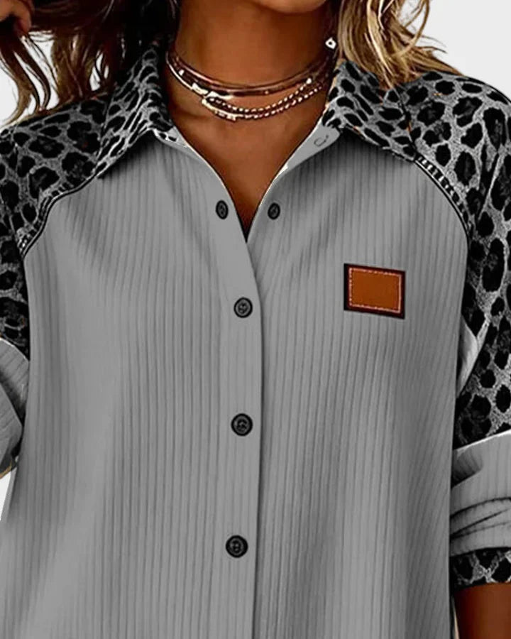 Arella™ | Elegant Printed Button-Down Blouse
