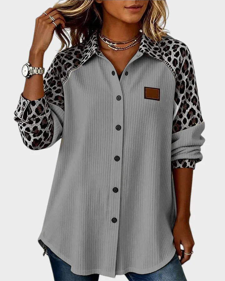 Arella™ | Elegant Printed Button-Down Blouse