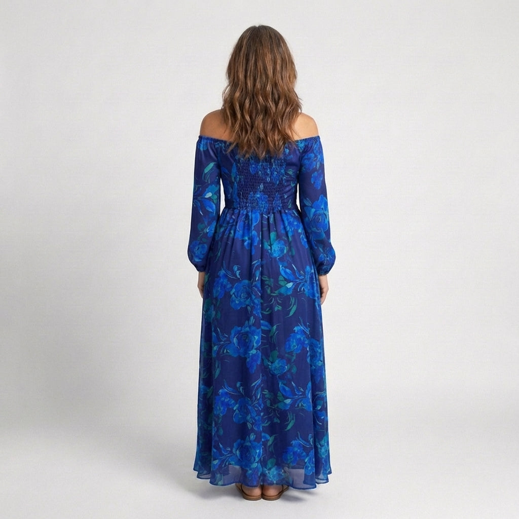 Essence of Aspen | Off-Shoulder Floral Maxi Dress