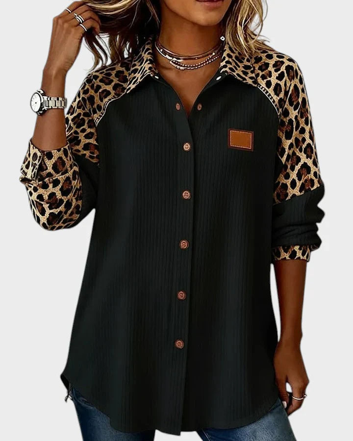 Arella™ | Elegant Printed Button-Down Blouse