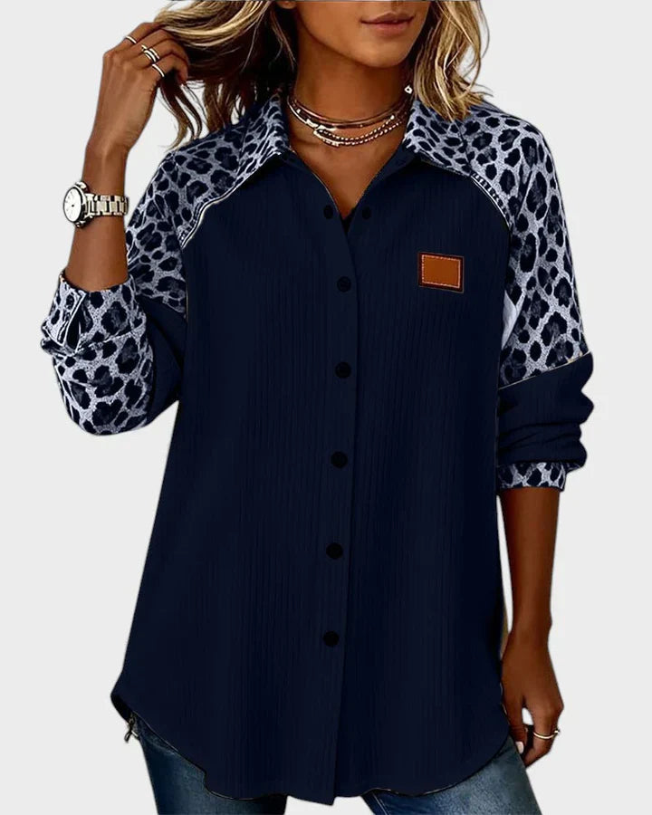 Arella™ | Elegant Printed Button-Down Blouse