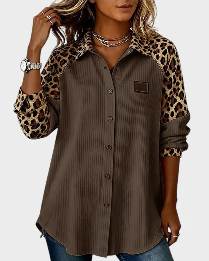 Arella™ | Elegant Printed Button-Down Blouse