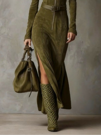 Vélin™ | Alessia Suede Long Dress