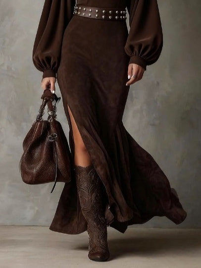 Vélin™ Harriet | Vintage Suede Midi Dress