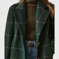 Maya - Women's Classic Plaid Tweed Coat